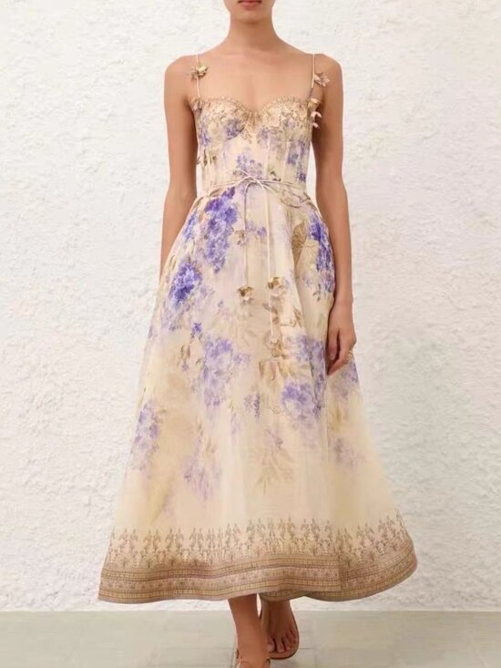 Zimmermann Dresses & Skirts - Zimmermann Cream and Lavender Floral Maxi Dress